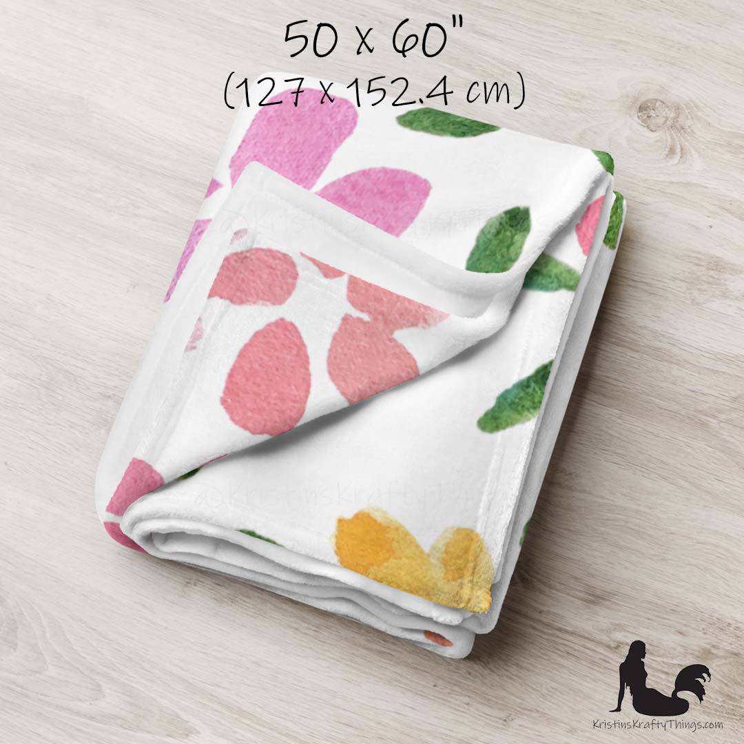 Throw Blanket - Spring Large Flowers Fleece Blanket