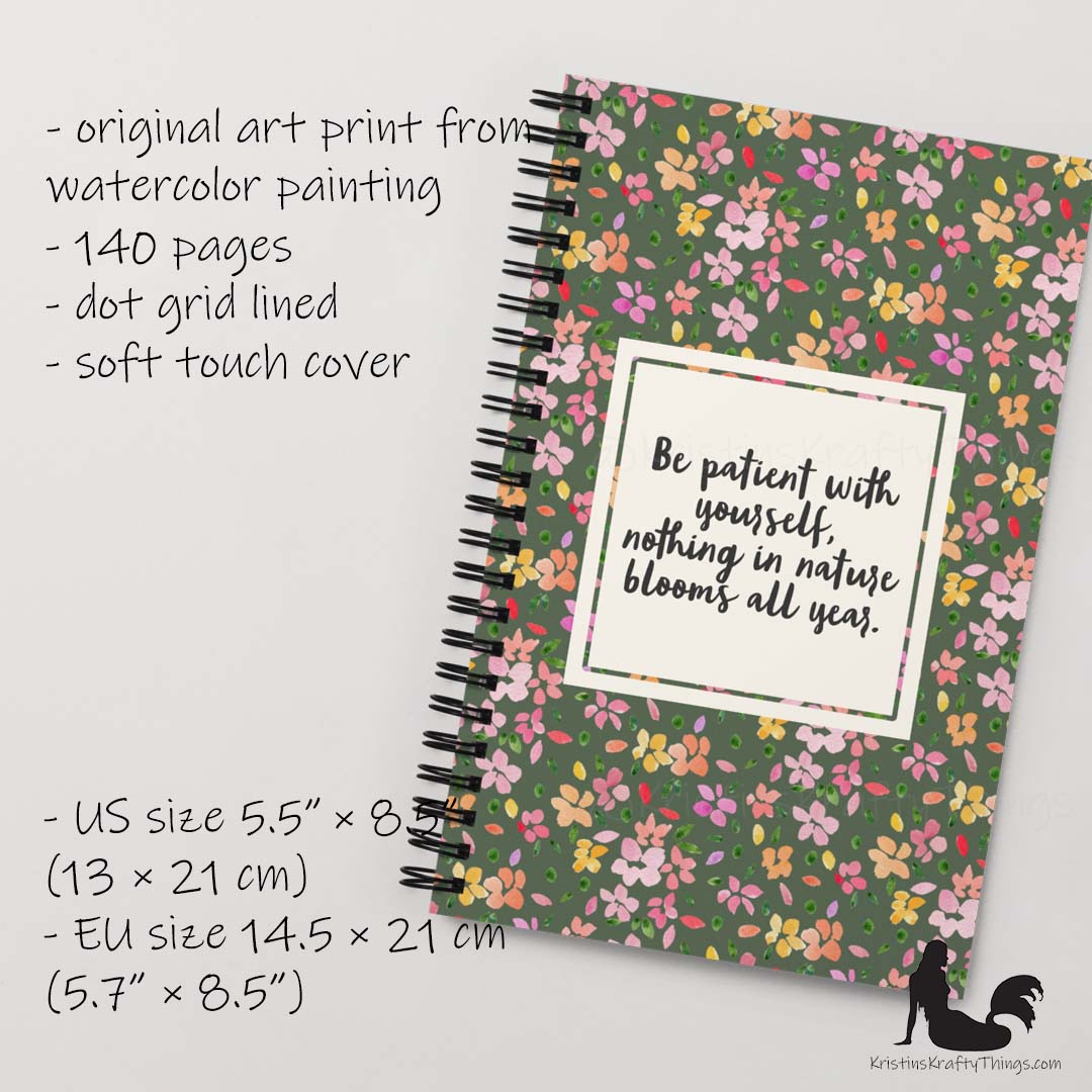 Notebook - Floral Be Patient with Yourself