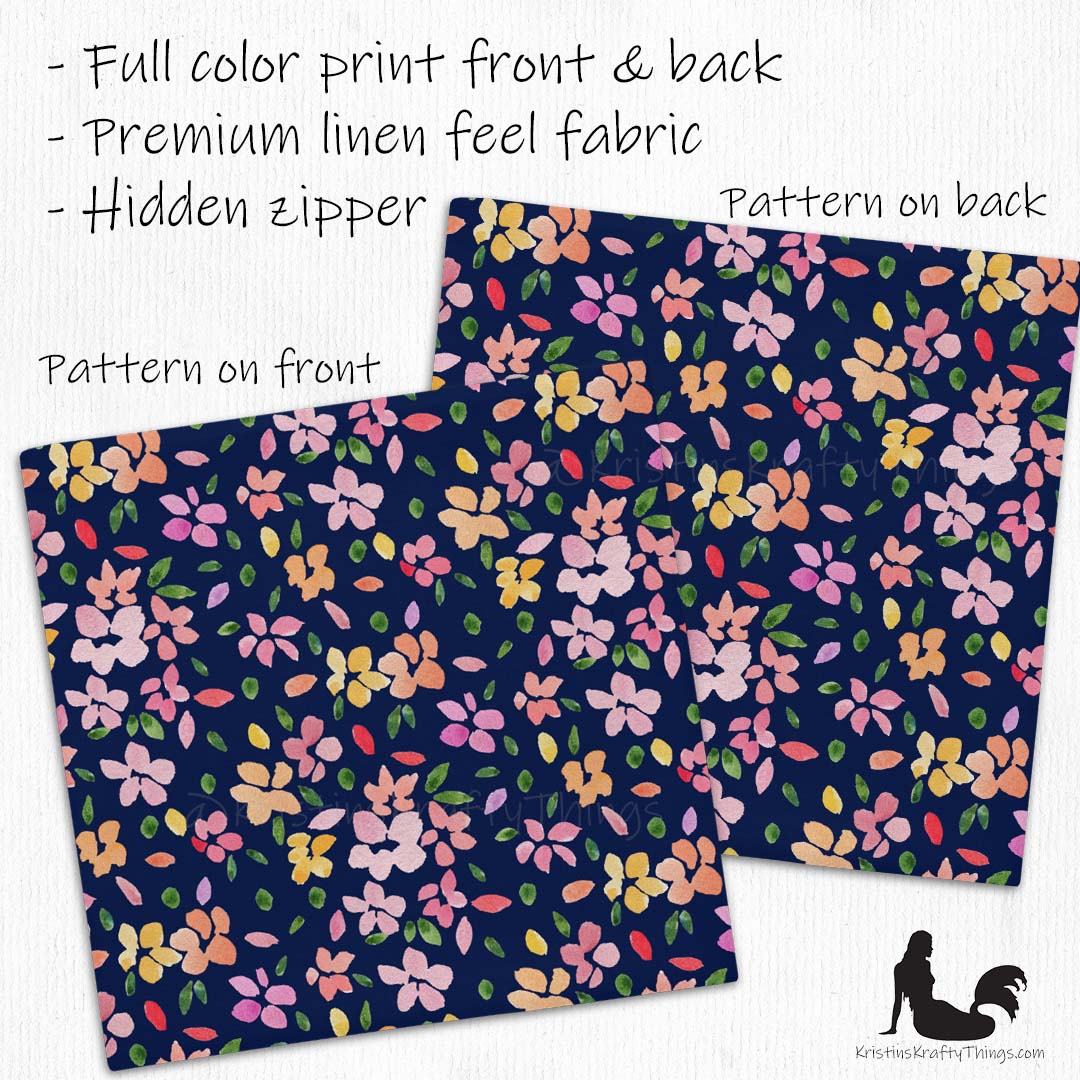 Home - Spring Flowers on Navy Premium Pillow Case