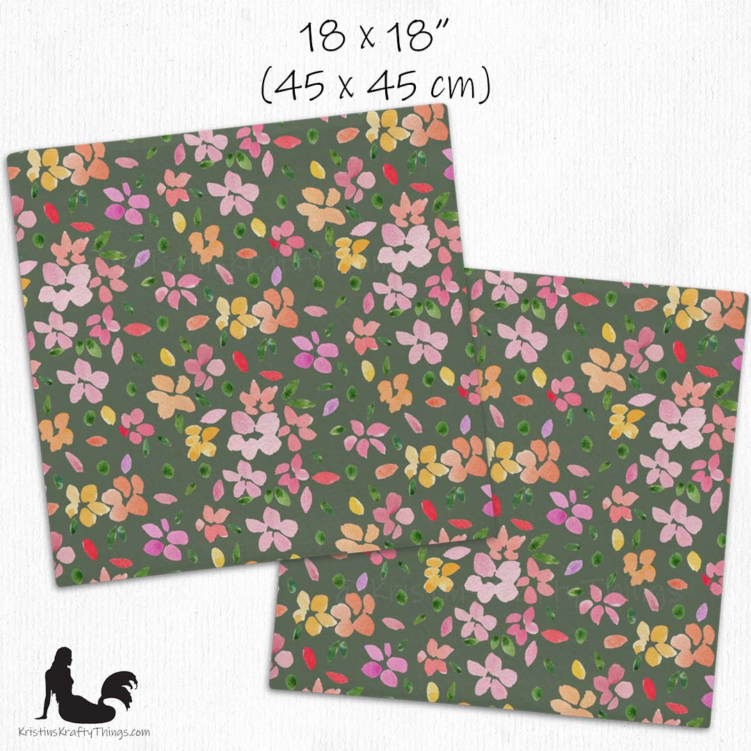 Home - Spring Flowers on Olive Green Premium Pillow Case