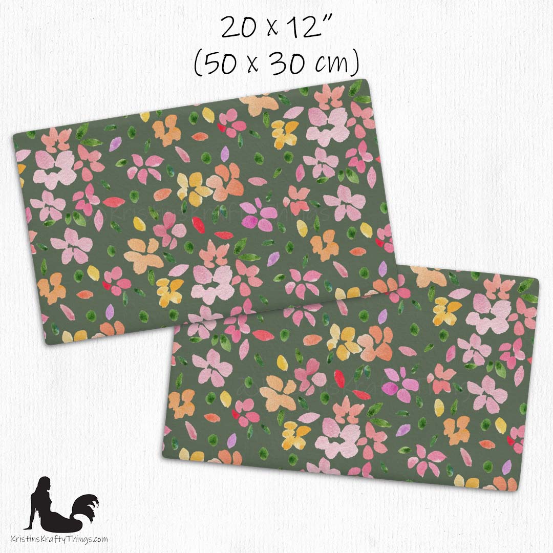 Home - Spring Flowers on Olive Green Premium Pillow Case