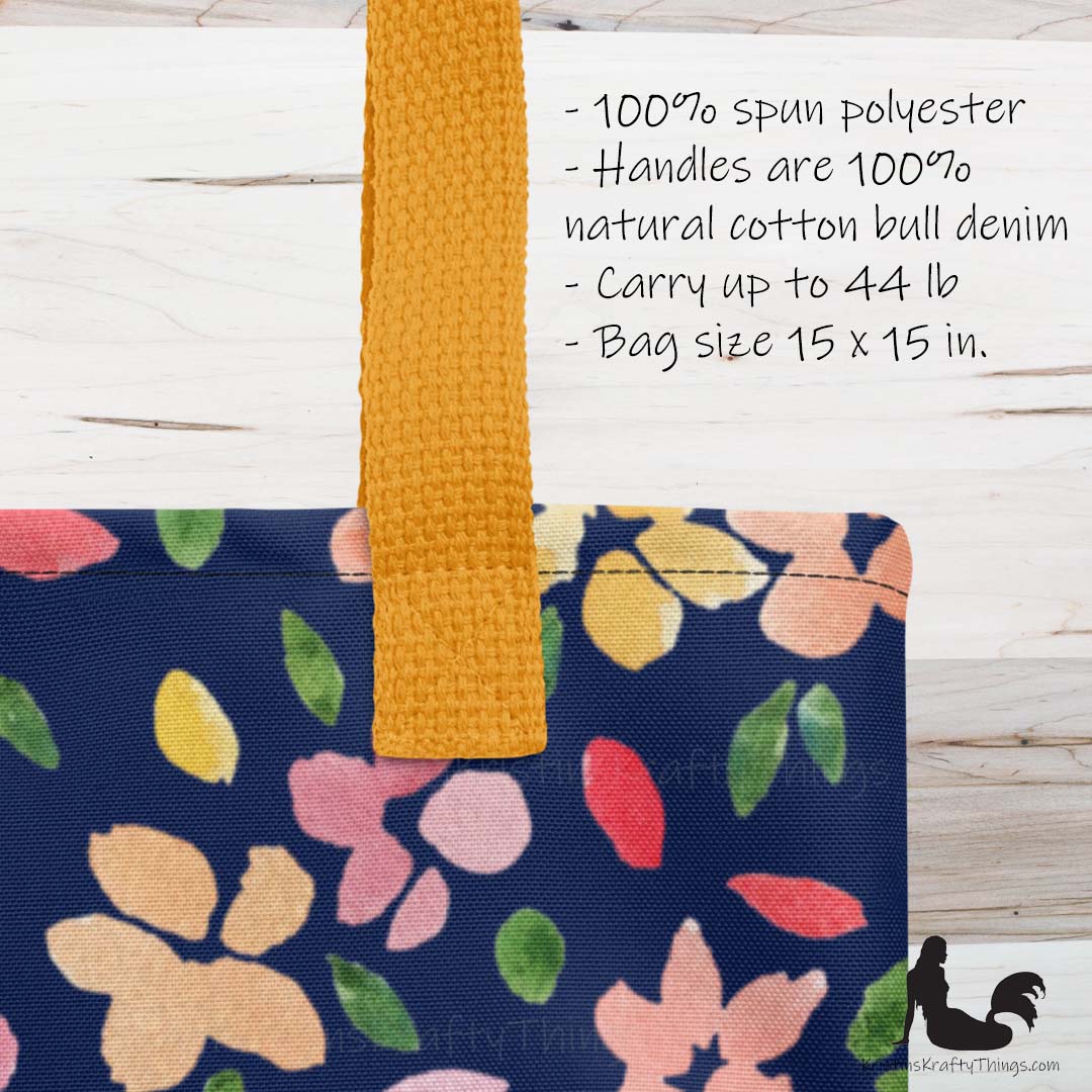 Tote Bag - Spring Flowers on Navy Blue