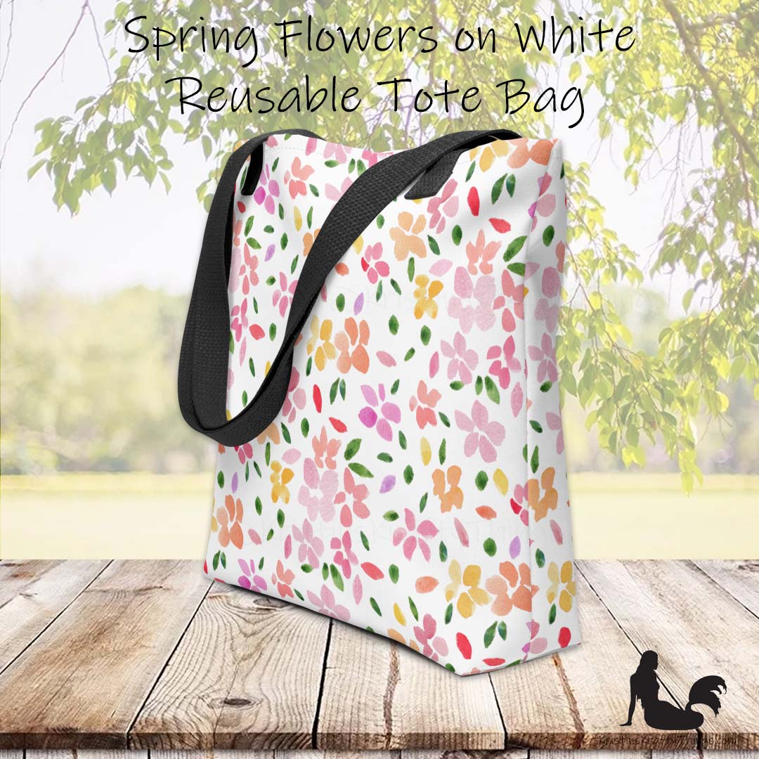 Tote Bag - Spring Flowers on White