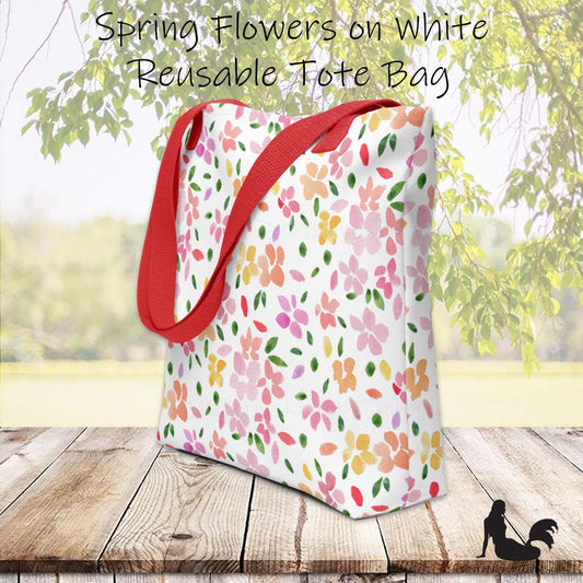 Tote Bag - Spring Flowers on White