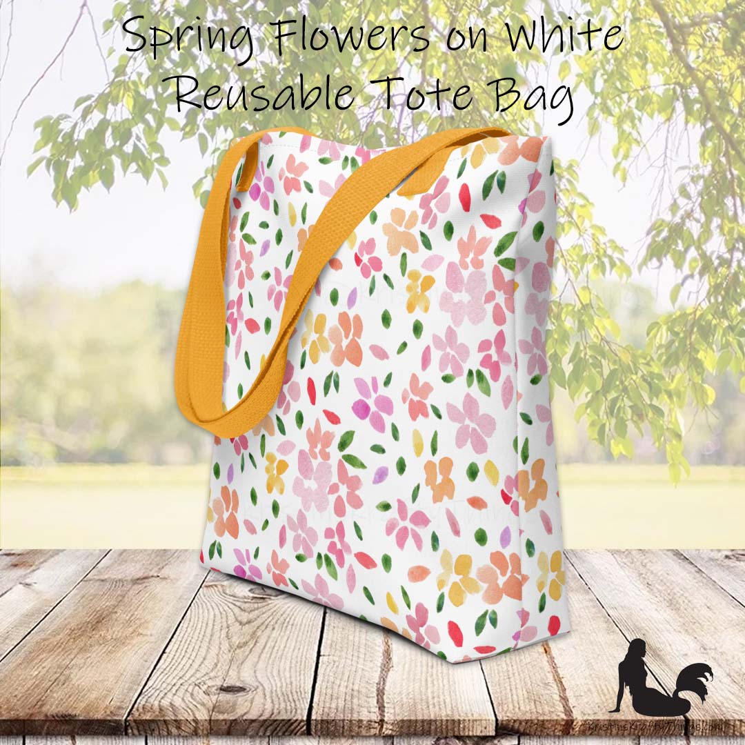 Tote Bag - Spring Flowers on White