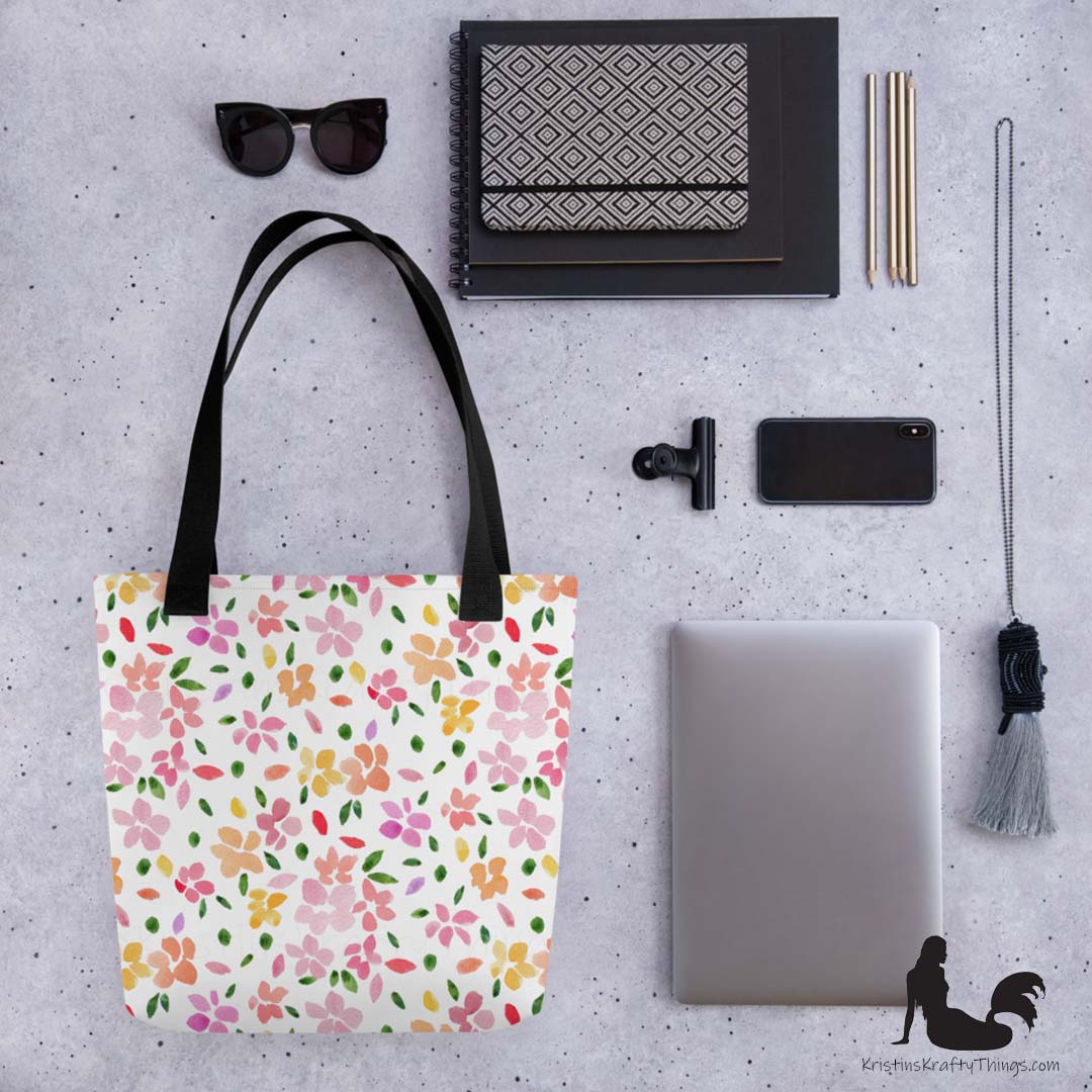 Tote Bag - Spring Flowers on White