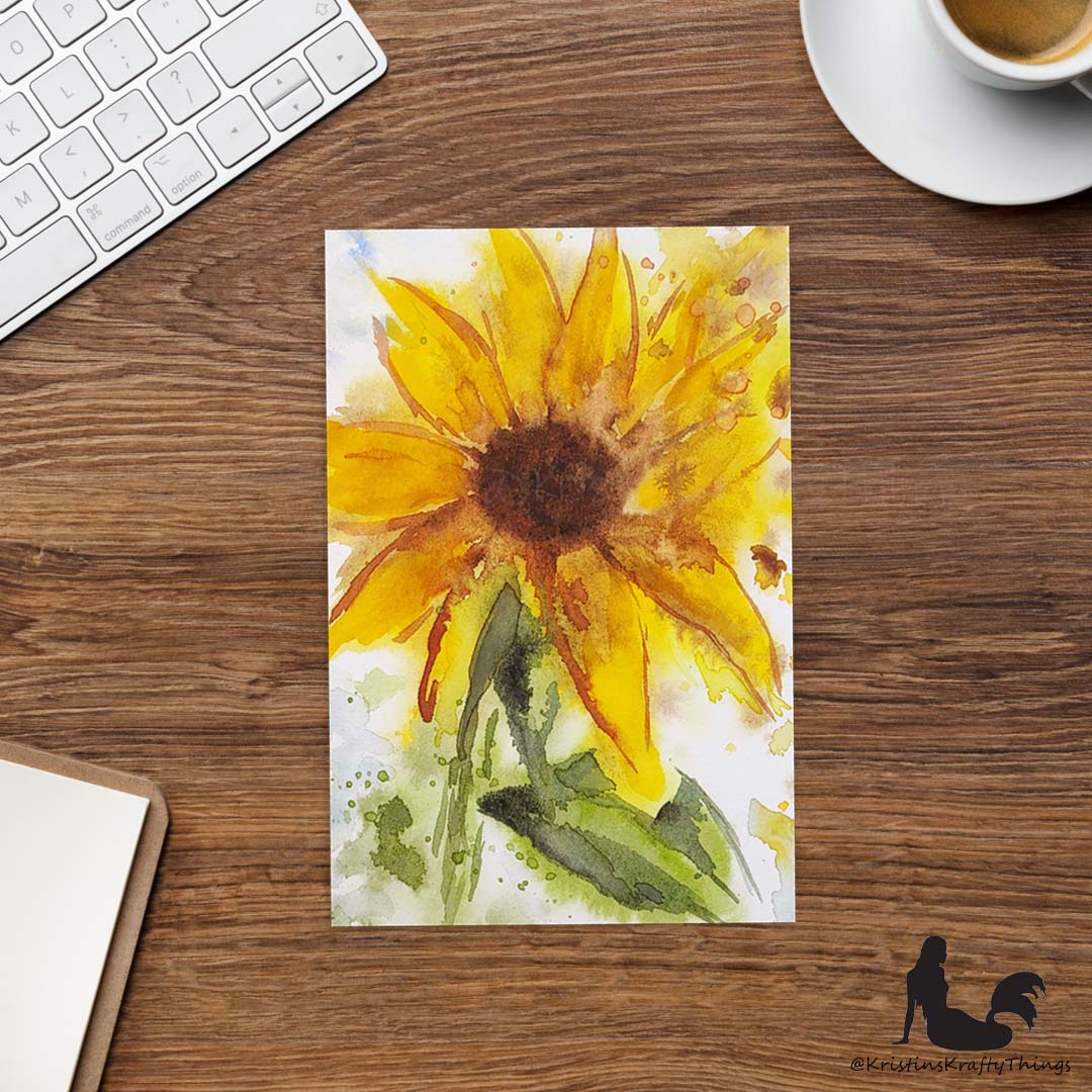 Card - Postcard - Sunflower Watercolor Print