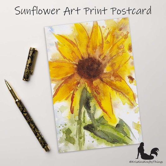 Card - Postcard - Sunflower Watercolor Print