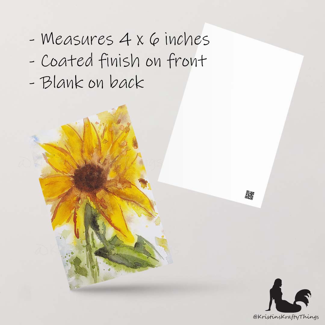 Card - Postcard - Sunflower Watercolor Print