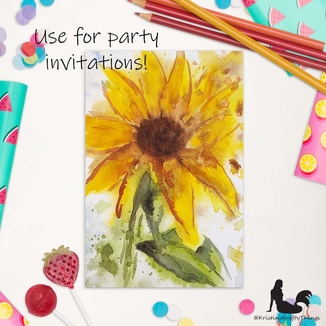 Card - Postcard - Sunflower Watercolor Print