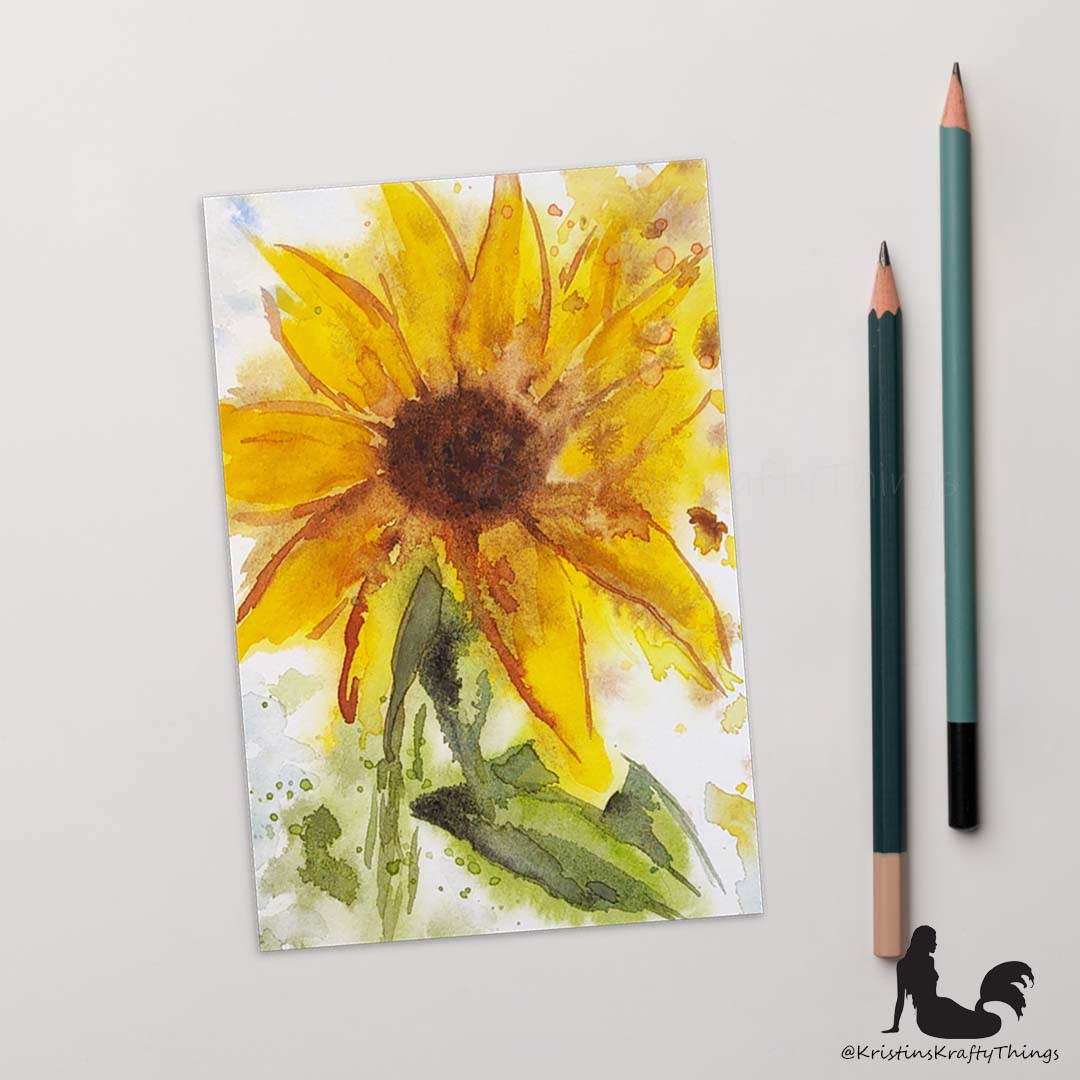 Card - Postcard - Sunflower Watercolor Print