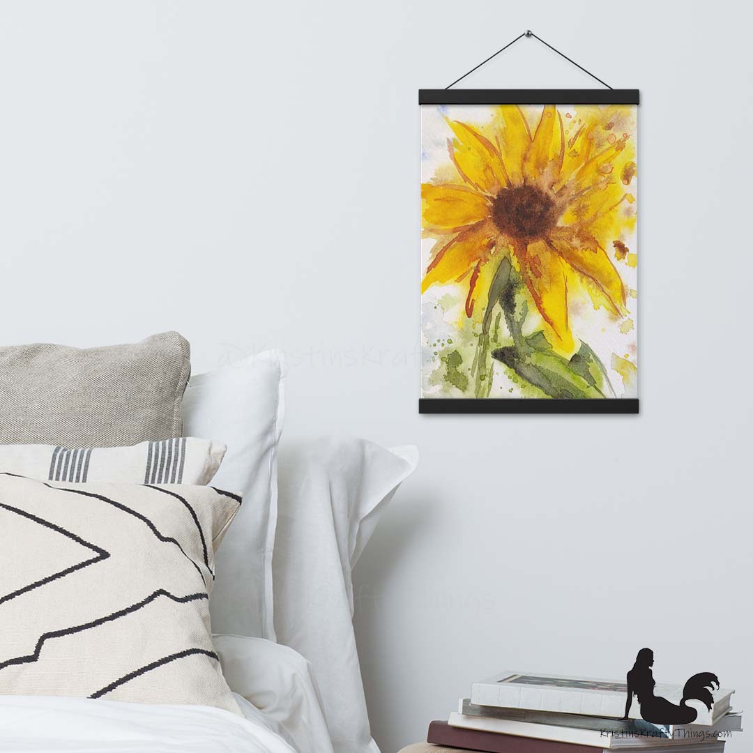 Art Print - Sunflower Watercolor Print with Hangers