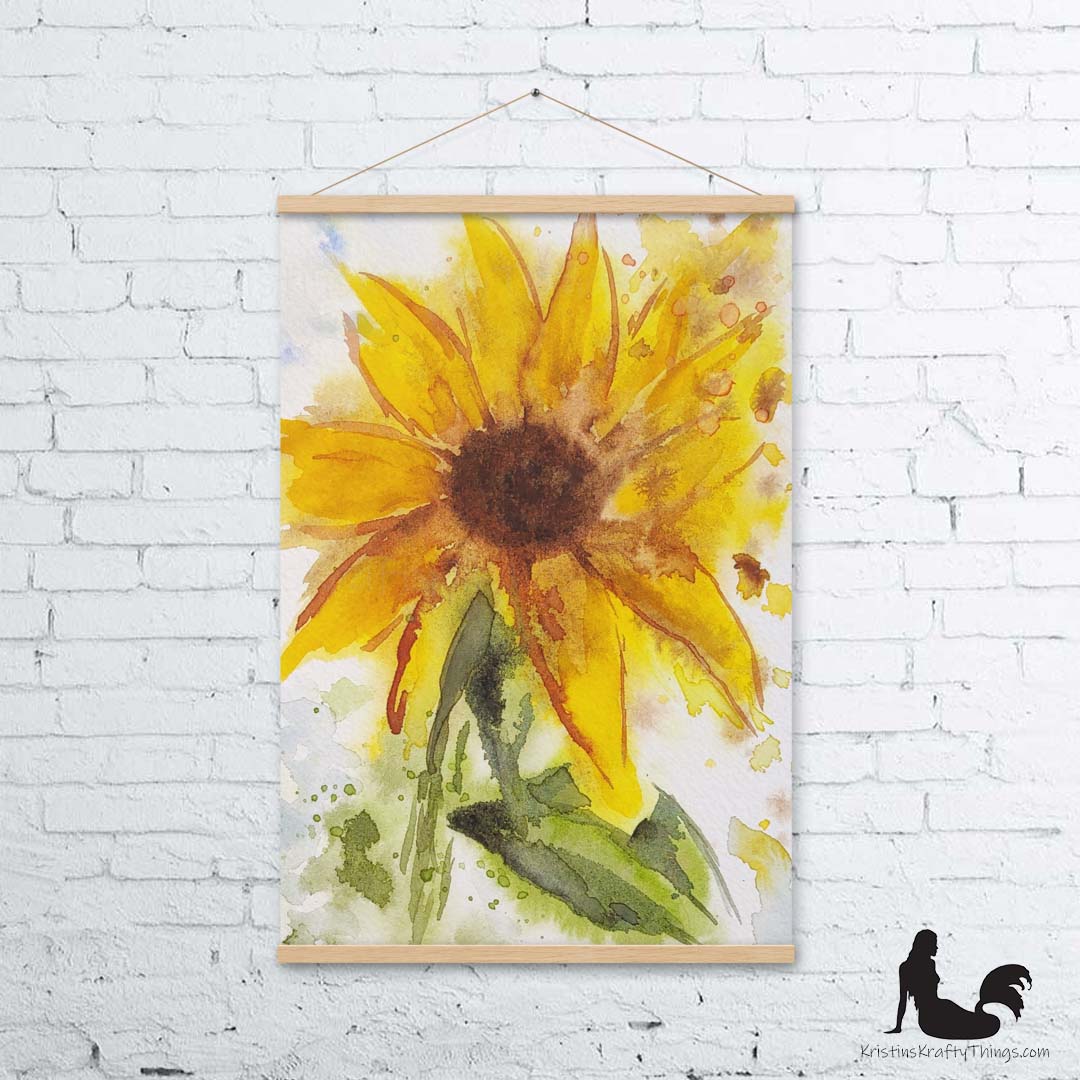 Art Print - Sunflower Watercolor Print with Hangers