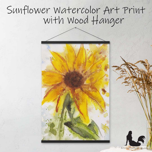 Art Print - Sunflower Watercolor Print with Hangers