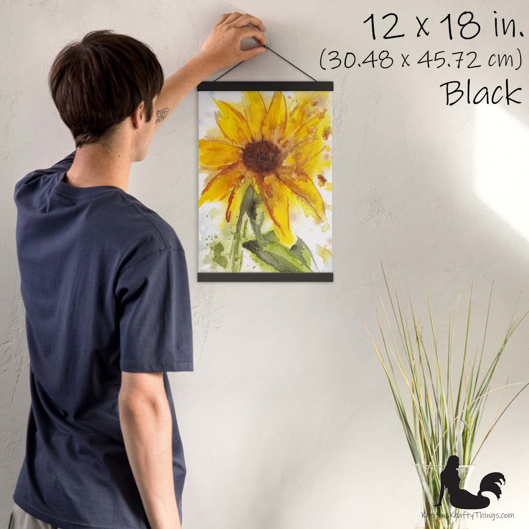 Art Print - Sunflower Watercolor Print with Hangers
