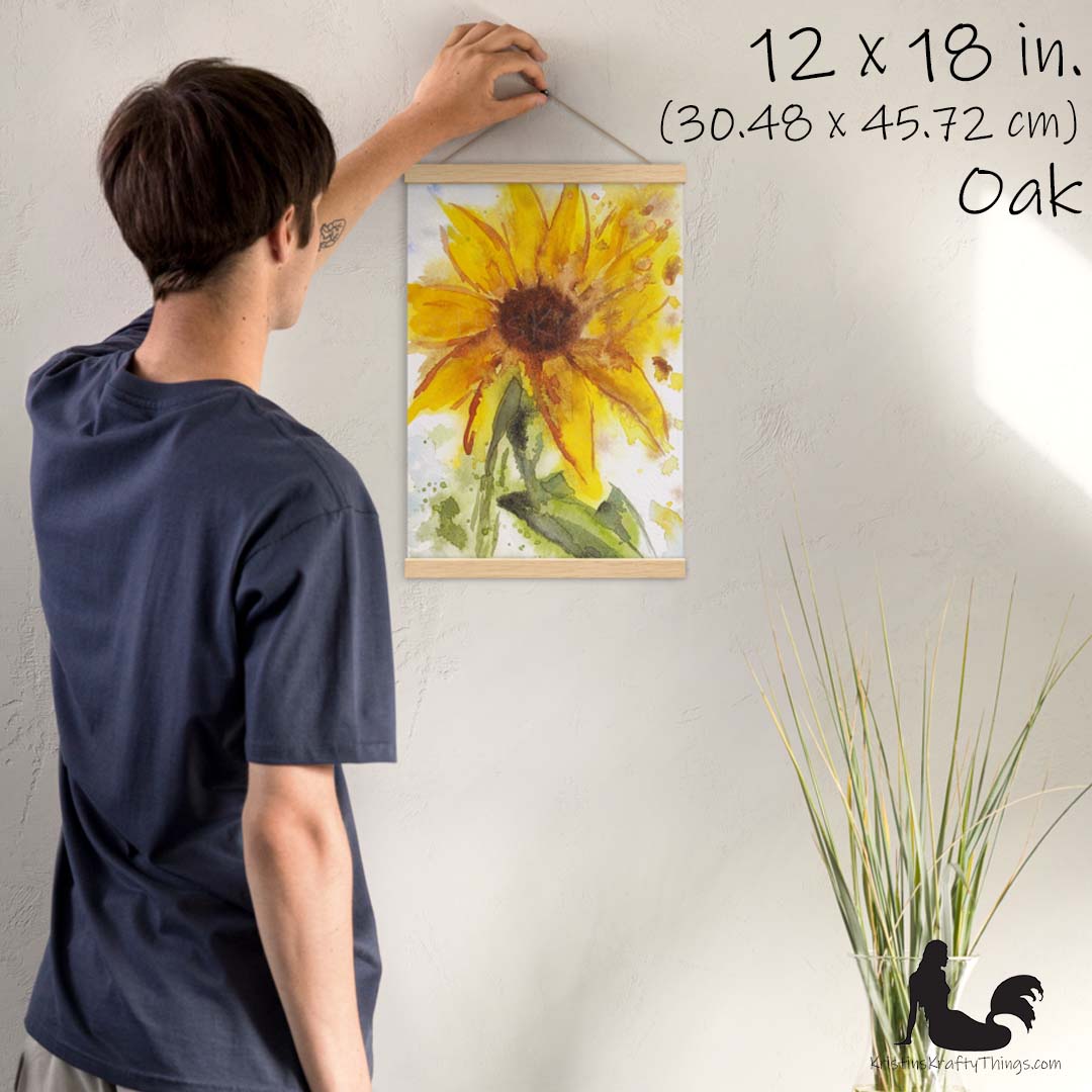 Art Print - Sunflower Watercolor Print with Hangers