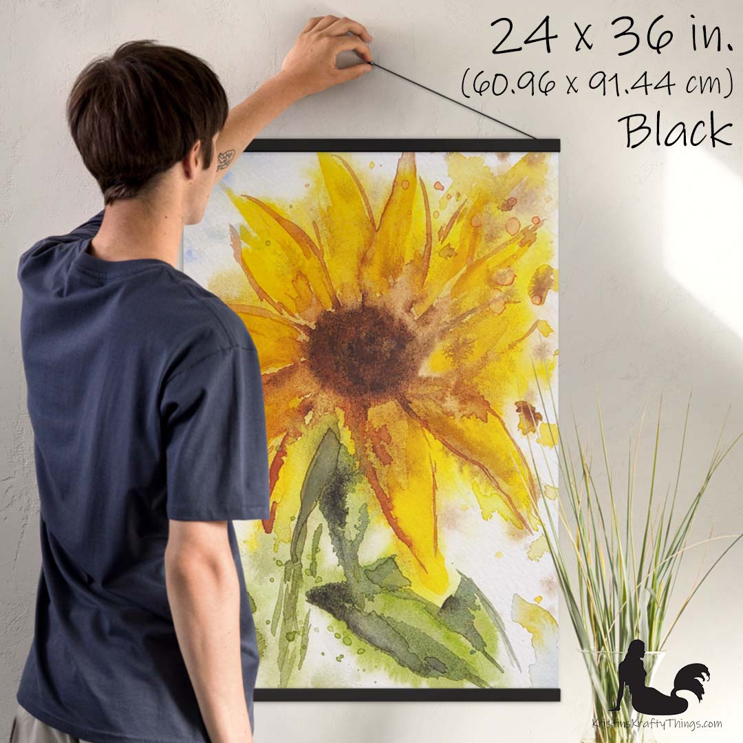 Art Print - Sunflower Watercolor Print with Hangers