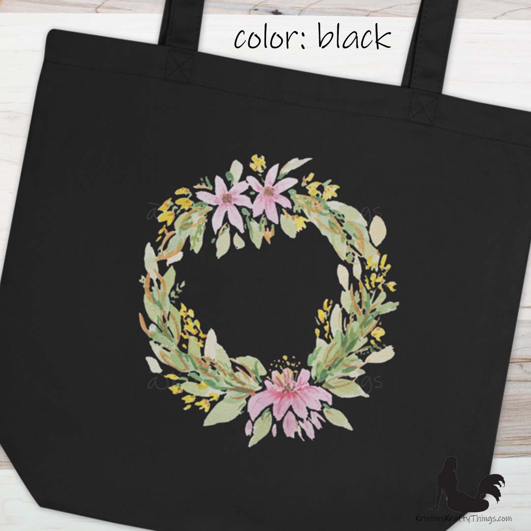 Cotton Eco Tote Bag - Spring Floral Wreath