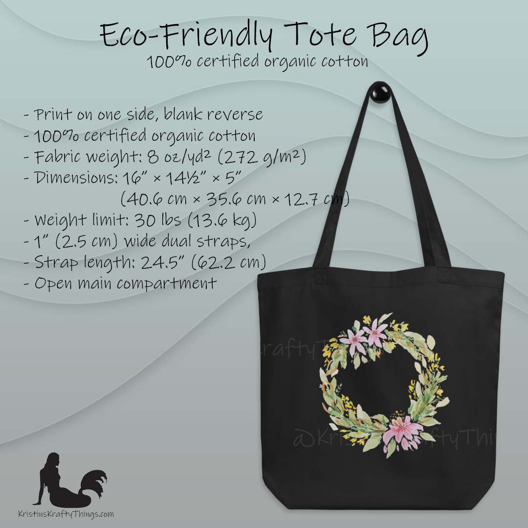 Cotton Eco Tote Bag - Spring Floral Wreath